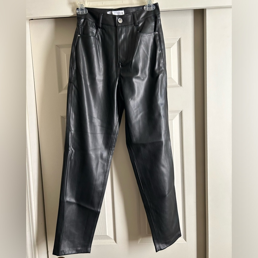 Zara Faux Leather Ankle Pants